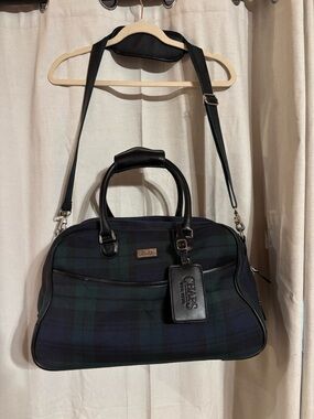 Chaps Navy & Green Travel Duffle Bag w/ Removable Long Strap